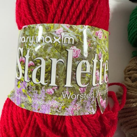 Mary Maxim Starlette Yarn Lot of 6 Skeins Different Yardage Xmas Stockings - Picture 2 of 16
